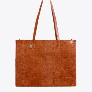 Beis, The Work Tote in Cognac Croc